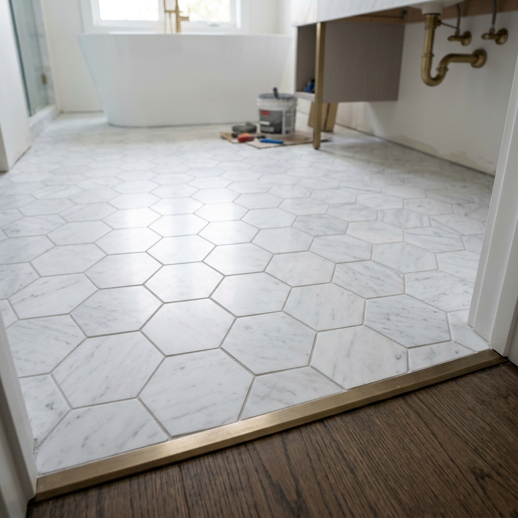 Carrara Marble Hexagon Floor Tile