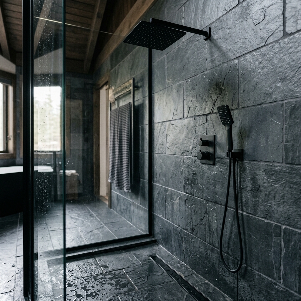 Charcoal Slate Stone Shower Tile